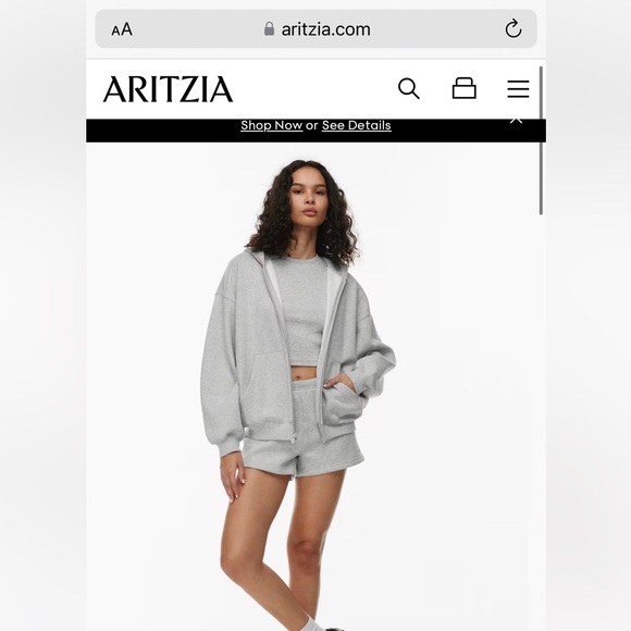 Aritzia TNA COZY Mega Zip Oversized Baby Blue Hoodie - Picture 3 of 10